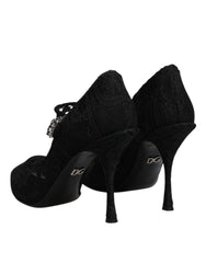 Dolce & Gabbana Black Lace Crystals Mary Jane Pumps Shoes Dolce & Gabbana Retail Flare