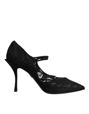 Dolce & Gabbana Black Lace Crystals Mary Jane Pumps Shoes Dolce & Gabbana Retail Flare