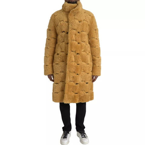 Bottega Veneta Yellow Wool Long Teddy Coat Jacket Bottega Veneta Retail Flare