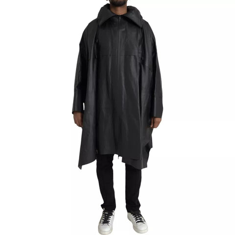 Bottega Veneta Black Leather Hooded Men Trenchcoat Jacket Bottega Veneta Retail Flare