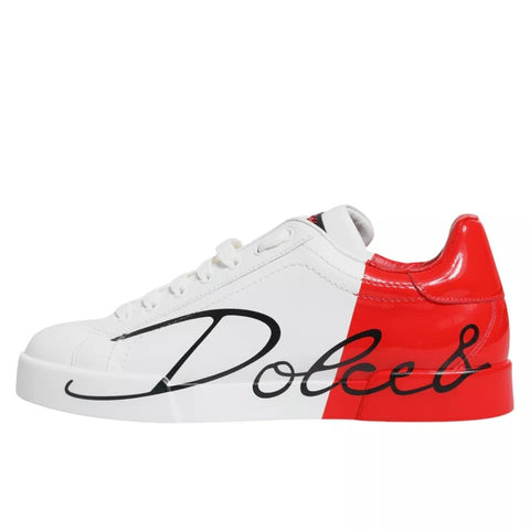 Dolce & Gabbana White Red Portofino Low Top Sneakers Shoes Dolce & Gabbana Retail Flare