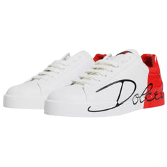 Dolce & Gabbana White Red Portofino Low Top Sneakers Shoes Dolce & Gabbana Retail Flare