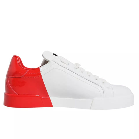 Dolce & Gabbana White Red Portofino Low Top Sneakers Shoes Dolce & Gabbana Retail Flare