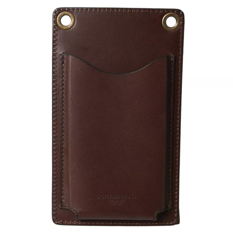 Dolce & Gabbana Brown Calf Leather Zip Logo Shoulder Neck Strap Wallet Dolce & Gabbana Retail Flare