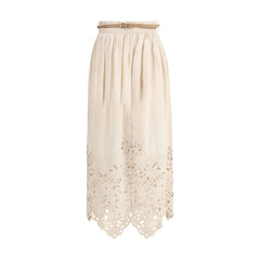 Zimmermann Wylie Embroidered Midi Skirt Zimmermann Retail Flare