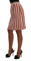 Dolce & Gabbana Multicolor Portofino Stripes Cotton Midi Skirt Dolce & Gabbana Retail Flare