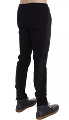 Dolce & Gabbana Black Gray Wool Casual Trousers Stripe Pants Dolce & Gabbana Retail Flare