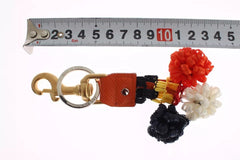 Dolce & Gabbana Brown Gold Raffia Leather Clasp Finder Chain Keyring Dolce & Gabbana Retail Flare