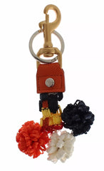 Dolce & Gabbana Brown Gold Raffia Leather Clasp Finder Chain Keyring Dolce & Gabbana Retail Flare