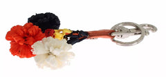Dolce & Gabbana Silver Brown Raffia Leather Clasp Finder Chain Keyring Dolce & Gabbana Retail Flare