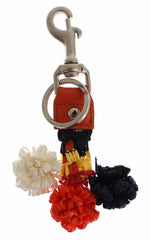 Dolce & Gabbana Silver Brown Raffia Leather Clasp Finder Chain Keyring Dolce & Gabbana Retail Flare