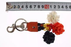 Dolce & Gabbana Silver Brown Raffia Leather Clasp Finder Chain Keyring Dolce & Gabbana Retail Flare