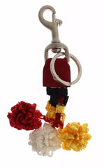 Dolce & Gabbana Silver Brown Raffia Leather Clasp Finder Chain Keyring Dolce & Gabbana Retail Flare