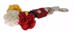 Dolce & Gabbana Silver Brown Raffia Leather Clasp Finder Chain Keyring Dolce & Gabbana Retail Flare