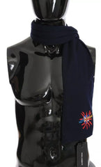 Dolce & Gabbana Blue Wool #DGLovesLondon Shawl Scarf Dolce & Gabbana Retail Flare