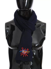 Dolce & Gabbana Blue Wool #DGLovesLondon Shawl Scarf Dolce & Gabbana Retail Flare