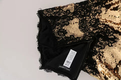 Dolce & Gabbana Gold Strapless Sequin Embellished Lace Dress Dolce & Gabbana Retail Flare