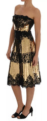Dolce & Gabbana Gold Strapless Sequin Embellished Lace Dress Dolce & Gabbana Retail Flare