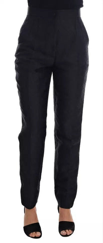 Dolce & Gabbana Black Floral Brocade High Waist Pants Dolce & Gabbana Retail Flare