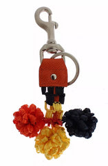 Dolce & Gabbana Red Yellow Raffia Leather Clasp Finder Keyring Keychain Dolce & Gabbana Retail Flare