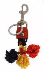 Dolce & Gabbana Red Yellow Raffia Leather Clasp Finder Keyring Keychain Dolce & Gabbana Retail Flare