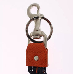 Dolce & Gabbana Red Yellow Raffia Leather Clasp Finder Keyring Keychain Dolce & Gabbana Retail Flare