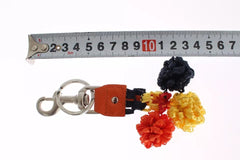Dolce & Gabbana Red Yellow Raffia Leather Clasp Finder Keyring Keychain Dolce & Gabbana Retail Flare