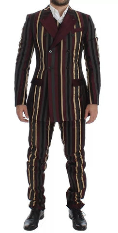 Dolce & Gabbana Multicolor Striped Runway 3 Piece Slim Fit Vest Suit Dolce & Gabbana Retail Flare
