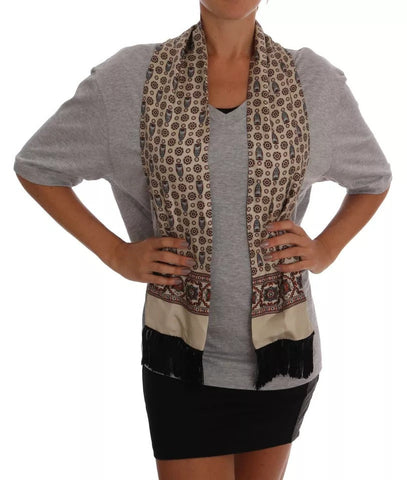 Dolce & Gabbana Gray Cotton Owl Silk Scarf Top T-shirt Dolce & Gabbana Retail Flare