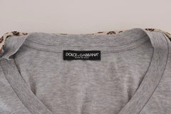 Dolce & Gabbana Gray Cotton Owl Silk Scarf Top T-shirt Dolce & Gabbana Retail Flare