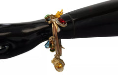 Dolce & Gabbana Multicolor Crystal Gold Tone Brass Bangle Bracelet Dolce & Gabbana Retail Flare