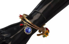 Dolce & Gabbana Multicolor Crystal Gold Tone Brass Bangle Bracelet Dolce & Gabbana Retail Flare
