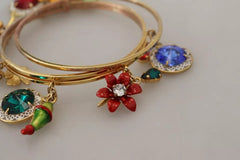 Dolce & Gabbana Multicolor Crystal Gold Tone Brass Bangle Bracelet Dolce & Gabbana Retail Flare