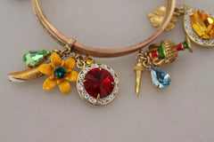 Dolce & Gabbana Multicolor Crystal Gold Tone Brass Bangle Bracelet Dolce & Gabbana Retail Flare