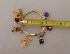 Dolce & Gabbana Multicolor Crystal Gold Tone Brass Bangle Bracelet Dolce & Gabbana Retail Flare
