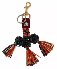 Dolce & Gabbana Multicolor Raffia Leather Clasp Finder Chain Keyring Dolce & Gabbana Retail Flare