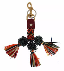 Dolce & Gabbana Multicolor Raffia Leather Clasp Finder Chain Keyring Dolce & Gabbana Retail Flare