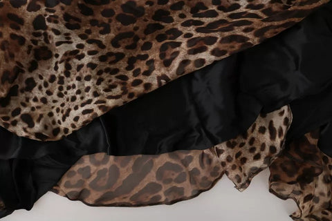 Dolce & Gabbana Brown Leopard Silk Chiffon Ruched Mermaid Maxi Dress Dolce & Gabbana Retail Flare