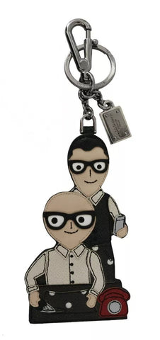 Dolce & Gabbana Silver Leather Dominico Stefano #DGFAMILY Logo Badge Keychain Dolce & Gabbana Retail Flare