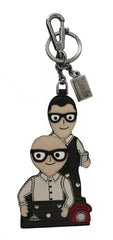 Dolce & Gabbana Silver Leather Dominico Stefano #DGFAMILY Logo Badge Keychain Dolce & Gabbana Retail Flare