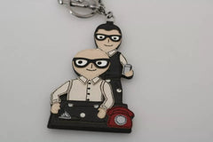 Dolce & Gabbana Silver Leather Dominico Stefano #DGFAMILY Logo Badge Keychain Dolce & Gabbana Retail Flare