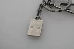 Dolce & Gabbana Silver Leather Dominico Stefano #DGFAMILY Logo Badge Keychain Dolce & Gabbana Retail Flare