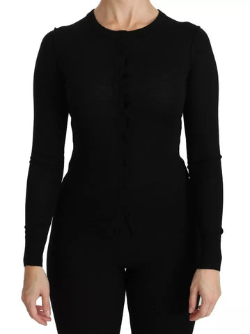 Dolce & Gabbana Black Virgin Wool Long Sleeve Top Blouse Top Dolce & Gabbana Retail Flare