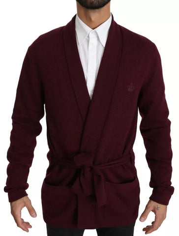 Dolce & Gabbana Bordeaux Cashmere Crown Cardigan Sweater Dolce & Gabbana Retail Flare