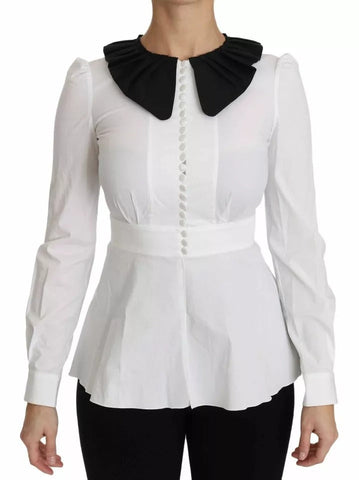 Dolce & Gabbana Black White Decorative Buttons Tops Shirt Blouse Dolce & Gabbana Retail Flare