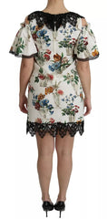 Dolce & Gabbana White Lace Floral Vase Shift Mini Dress Dolce & Gabbana Retail Flare
