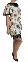 Dolce & Gabbana White Lace Floral Vase Shift Mini Dress Dolce & Gabbana Retail Flare
