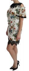 Dolce & Gabbana White Lace Floral Vase Shift Mini Dress Dolce & Gabbana Retail Flare
