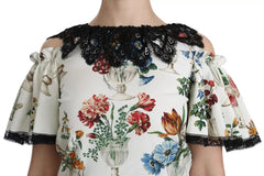 Dolce & Gabbana White Lace Floral Vase Shift Mini Dress Dolce & Gabbana Retail Flare