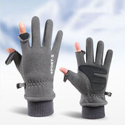 Outdoor Ski Riding Gloves | Grey Variant with Fleece Flip Cover